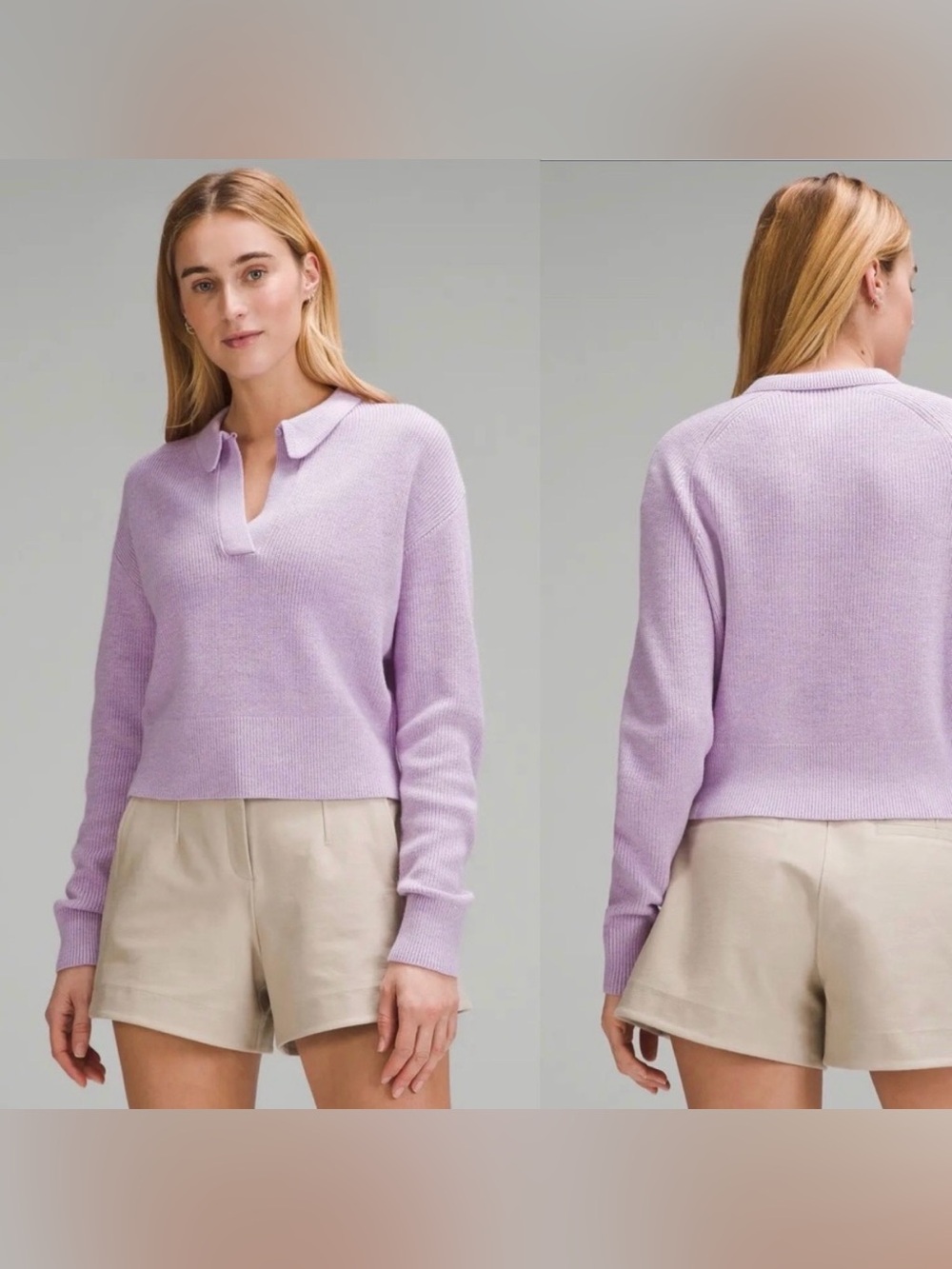 Lululemon Lilac Collared Merino Wool Knit Sweater